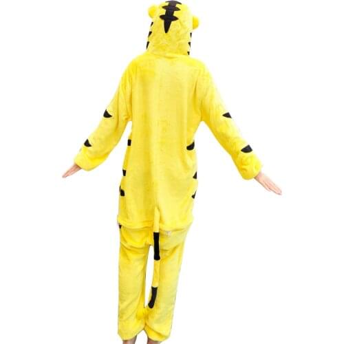 Unisex Kigurumi Adults Animal Pajamas Anime Onesie Tiger Flannel Cartoon Cute Warm Cosplay Sleepwear