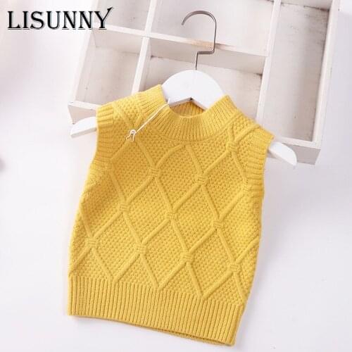 2021 Spring Autumn Baby Boys Knit Vest Girls Kids Jumper Sweaters Vest Children Clothing Sleeveless Toddler Pullover Coat 0-5y