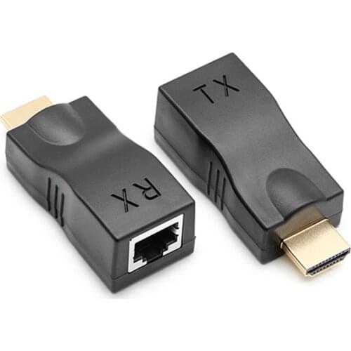 Video Extender HDMI-compatible to RJ45 4K 3D HDTV 1.4 Up to 30M Extension to RJ45 Over Cat 5E/6 Network LAN Ethernet Adapter