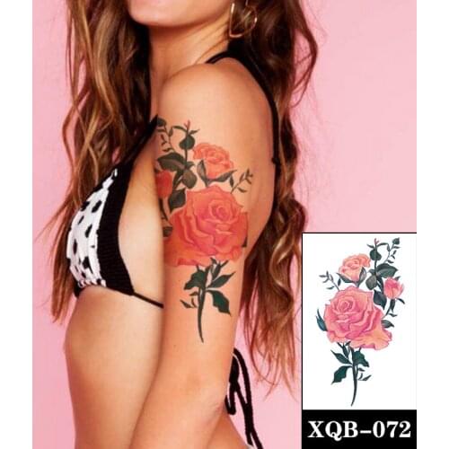 Waterproof Temporary Tattoo Sticker Watercolor Roses Design Fake Tattoos Flash Tatoos Arm Chest Neck Body Art for Women Girl