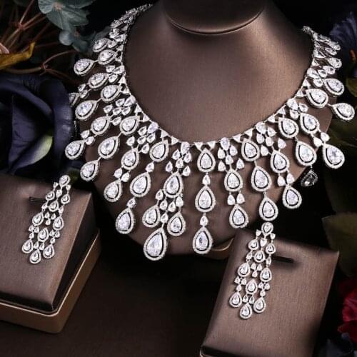 Jankelly African 2 pcs Bridal Zirconia Jewelry Sets For Women Party, Luxury Dubai Nigeria CZ Crystal Wedding Jewelry Sets