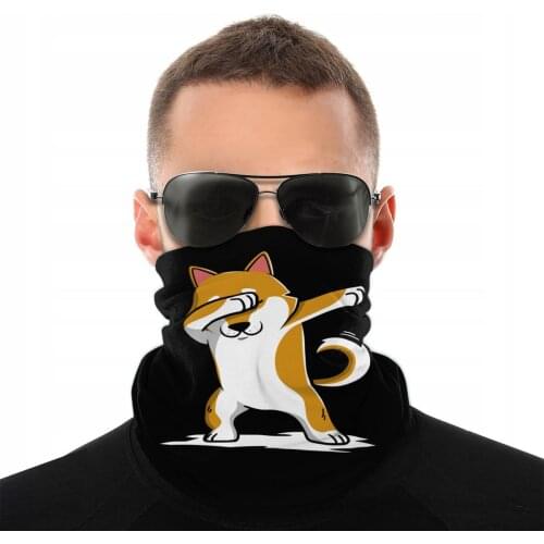 Dabbing Shiba Inu Funny Scarf Neck Face Mask Men Women Fashion Neck Warmer Balaclava Bandanas Dustproof Headwear Cycling Hiking