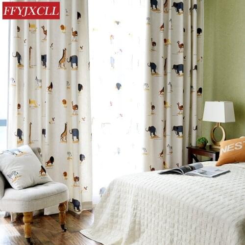 Childrens Curtain Boys and Girls Bedroom Baby Cute Cartoon Curtain Cartoon Animal Pattern Shading Insulation