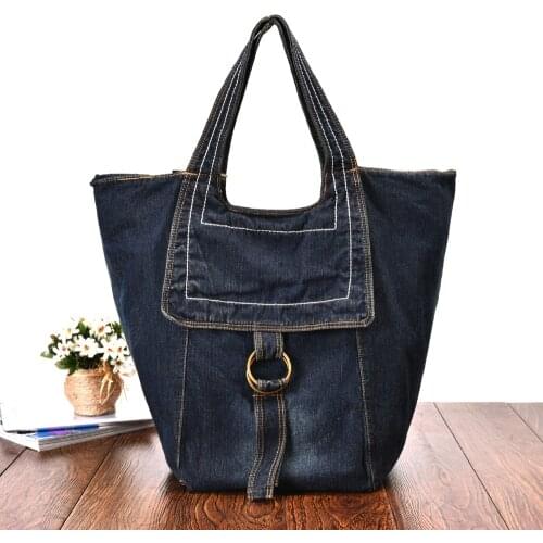 New Fashion Vintage Super Bucket Solid Jeans Denim Women Ladys HandBags Shoulder bag Tote Travel Bags bolsa feminina