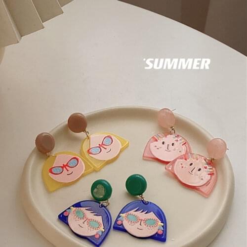Summer Sweet Lovely Girls Earrings for Women Acrylic Jewelry Korean Fashion Teen Girl Dating Jewelry 2021 Wholesale Pendientes