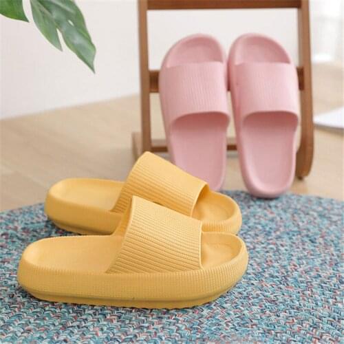 Thick-Soled Slippers Ladies Indoor Bathroom Slippers Soft Non-Slip EVA Slippers Couple Home Floor Slippers Ladies Summer Shoes