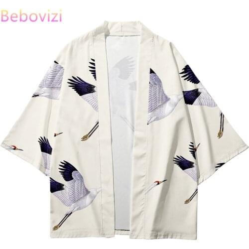 Plus Size XXS-6XL 5XL Crane Loose Japanese Streetwear Cardigan Women Men Harajuku Haori Kimono Cosplay Top Shirts Yukata Clothes