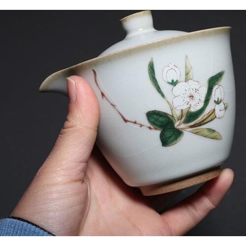 150ml Vintage Ru Kiln Porcelain Gaiwan Ceramics Chinese Kung Fu Tea Set Teapot Teacup Tea Ceremony Accessories Tea Pot Tureen
