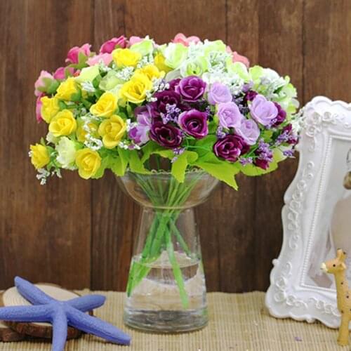 21 Head Silk Rose Flower Heads Artificial Flowers Bouquet Wedding Home Decoration Wreath DIY Candy box Accessories