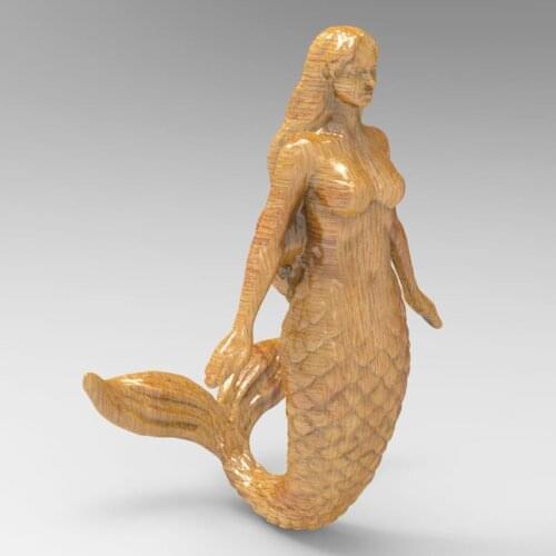 3D carved figure sculpture 3d model for cnc machine in STL file format Mermaid STL model