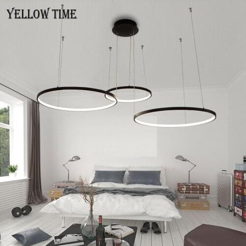 5/4/3Rings LED Chandeliers Circle Home Hanging Lamp For Living room Bedroom Kitchen Office Decor Chandelier Supension Luminaires