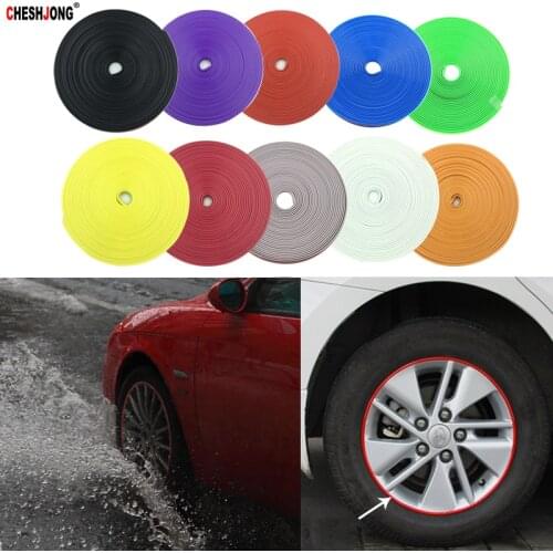 8M/Roll Car Styling Car Wheel Protector Hub Sticker Car Vehicle Color Rims Protectors Decor Tire Guard Line Moulding Trim Rubber
