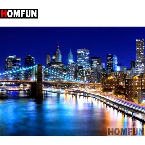 HOMFUN Full Square/Round Drill 5D DIY Diamond Painting "City night scene" 3D Diamond Embroidery Cross Stitch Home Decor A18893