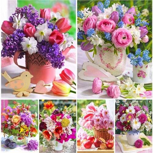 5D DIY Diamond Painting Peony Rhinestone Mosaic Full Diamond Embroidery Daisy Cross Stitch Rose Flower Picture Room Decoration