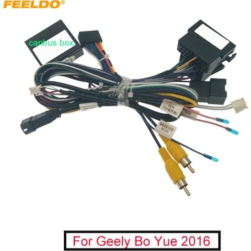 FEELDO Car Audio 16PIN DVD Player Power Calbe USB Adapter With Canbus Box For Geely Bo Yue 2016 Stereo Plug Wiring Harness