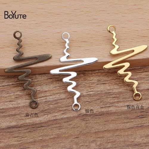 BoYuTe (50 Pieces/Lot) 38*24MM Metal Iron Curved Double Holes Pendant Materials Handmade Diy Jewelry Making Accessories