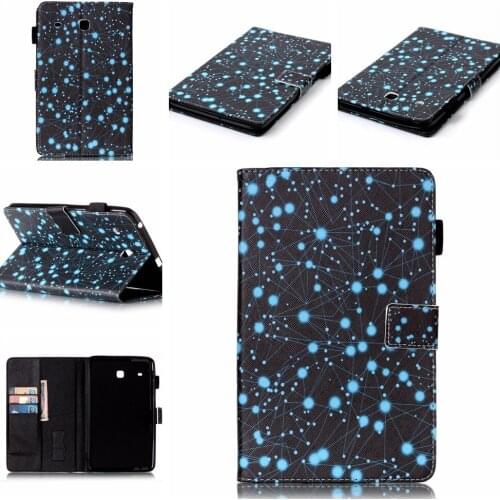 Cartoon Print SD/SIM/Card Stylus Holder Soft TPU + PU Leather Stand Cover Case For Samsung Galaxy Tab E 8.0 T377 T375 SM-T377V