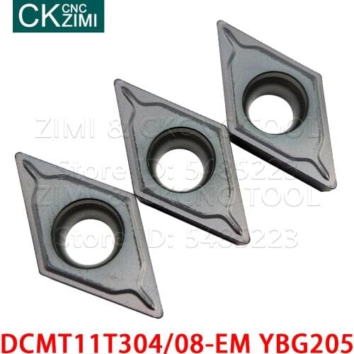 DCMT11T304-EM YBG205 DCMT11T308-EM YBG205 Carbide Inserts Turning Tools CNC Metal lathe Cutting Tools DCMT for stainless steel