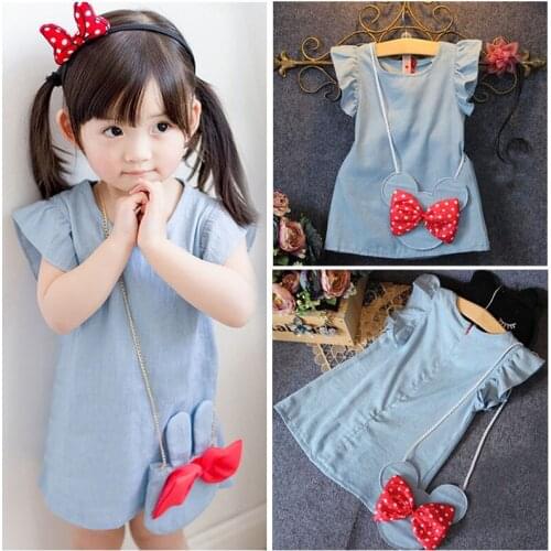 Pudcoco Baby Kids Girl Dress Cute Mouse Demin Gown Formal Party Dresses Casual Clothes