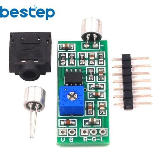 Dual channel output microphone pickup amplifier module gain adjustable amplifier circuit module sound amplification