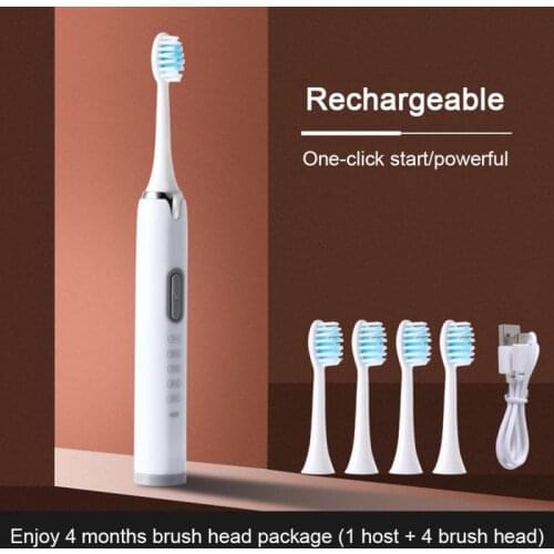 Sonic Electric Toothbrush USB Rechargeable Waterproof Ultrasonic Automatic Tooth Brush With 4 Soft Head Oral Hygiene Clean TSLM1