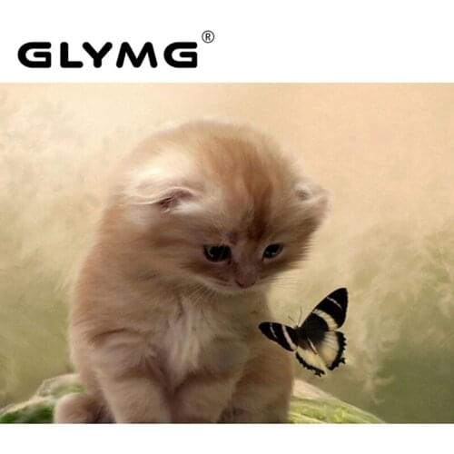 GLymg Needlework Diy Diamond Embroidery Cat Butterfly Full Square Drill Lovely Animal Diamond Painting Cross Stitch Home Decor