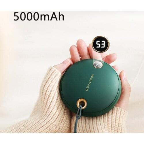 Hand Warmer Power Bank 5000mAh for Xiaomi Mi iPhone 12 Poverbank Digital Display Portable Mini Hand Warmer Power Bank USB Heater