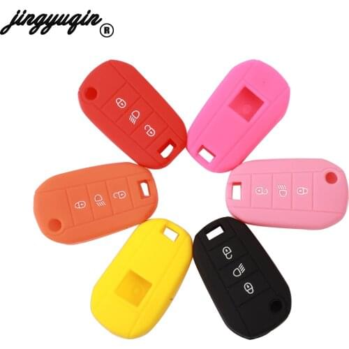 Jingyuqin Car Key fob Cover Case for Peugeot 3008 308 RCZ 508 408 2008 407 307 4008 C4 AIRCORSS CACTUS C5 C3 C4