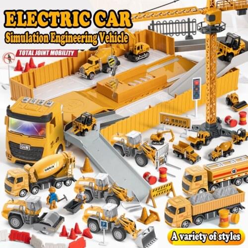 Classic Simulation Engineering Vehicle Electric Car Model Toy Excavator Wheel Tractor Dump Truck Model Montessori Toys For Boys