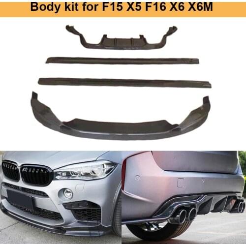Car Body Kit for F15 X5 F16 X6 X6M Carbon Fiber Front Bumper Lip Rear Diffuser Side Skirts 2014UP