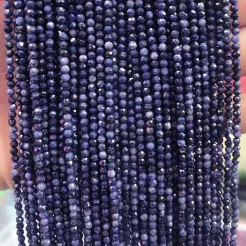Round Faceted Genuine Natural Sapphires Stone Beads For Jewelry Making 2-2.5/3-3.5mm Loose Cut Blue Gem Stone Beads DIY Bracelet