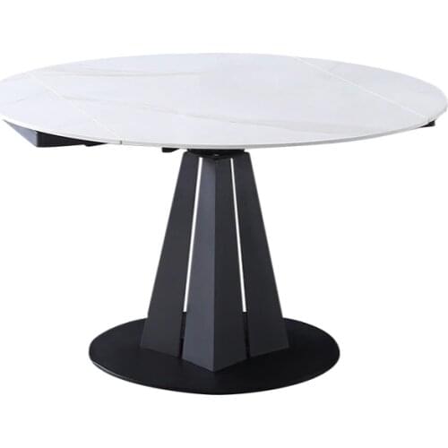 Foldable round table telescopic rock slab dining table chair combination home small household multi-functional rotating table