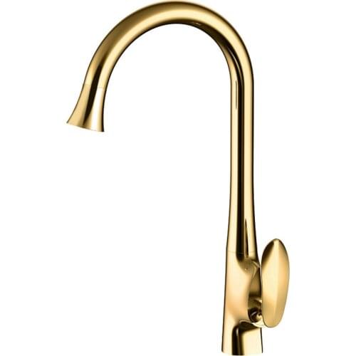 Kitchen Sink Faucets Brass Kitchen Mixer Tap Single Handle Hot & Cold Kitchen Crane Gold/Black/Chrome Rotating Swan Shape Faucet