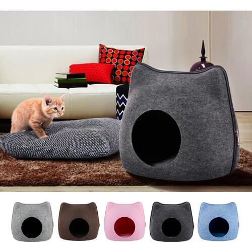 Dog Cat Bed Cave Sleeping Bag Felt Cloth Pet House Nest Cat Basket Products With Cushion Mat for Cats Animals Supplies