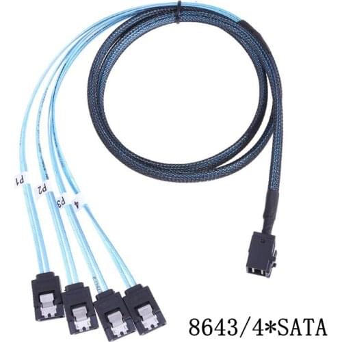 Mini SAS Cable CableCreation Internal HD Mini SAS (SFF-8643 Host) to 4 X SATA (Target) Cable1.6ft/3.3ft Black+Blue 0.5M 1M