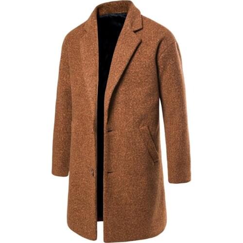 Mens Clothes Mens Coats Male Woollen Overcoat Winter Autumn Fashion Long Business Smart Casual Thick Blends Brand