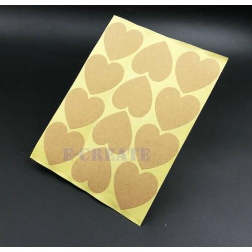 120pcs/lot 35*35mm Heart Shape Kraft Paper Label Sticker For DIY Hand Made Gift /Cake Baking Sealing Sticker