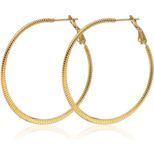 Wholesale Jewelry -- Titanium steel Big Circle Hoop Earrings For Women Jewelry Gold / White / Black