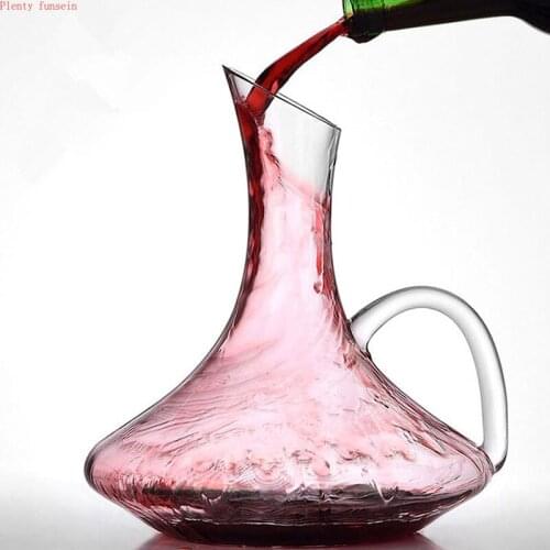 Superior 1500ML Unleaded Flat Base Red Wine Decanter Handmade Crystal Pourer Premium Water Carafe Thickened Wall