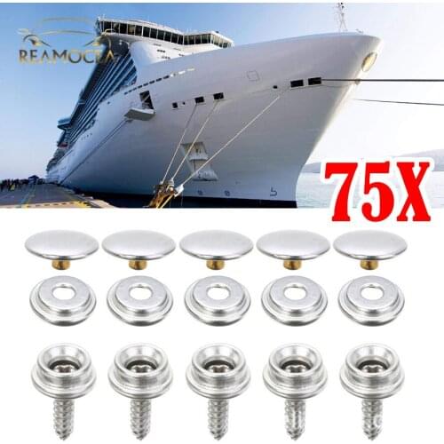 Reamocea 25 Set Silver Canvas Canopy Snap Stud Cap Boat Marine Cover Fastener Stainless Steel Button Screw Boat Accessories