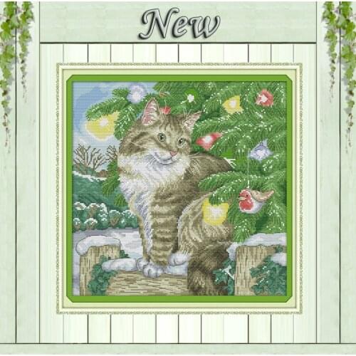 Christmas cat lovely home Decor paintings counted print on canvas DMC Sets 11CT 14CT DIY needlework embroidery Cross Stitch kits