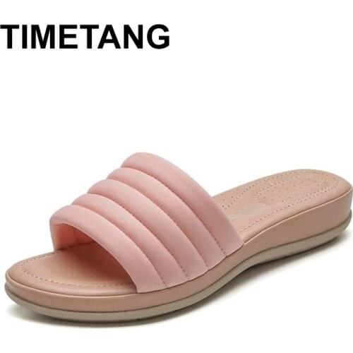 TIMETANG Low Flat Shoes Female Big Size Ladies' Slippers Slipers Women Rubber Flip Flops Luxury Slides Summer 2021 Hawaiian Desi