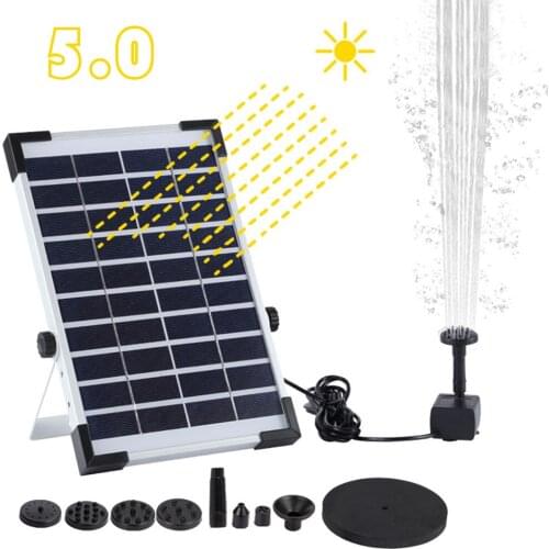 Solar Powered Panel Fountain Garden Pool Pond Submersible Water Sprinkler with 6 Nozzles
