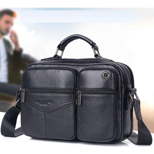 Men Genuine Leather Cross Body Tote Business Bag High Quality Real Cowhide Casual Sling Shoulder Handbag Messenger Briefcase