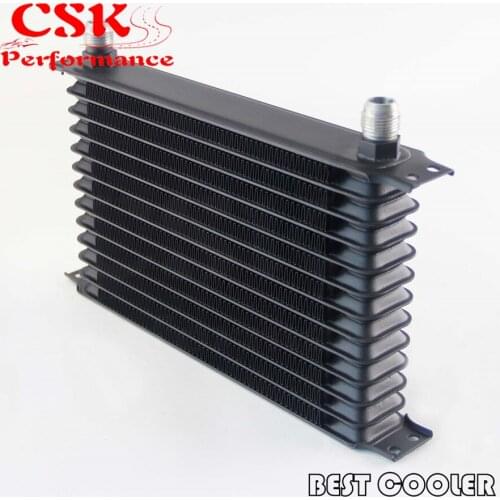 Universal 13 Row AN10 Engine Transmission Trust Oil Cooler Black