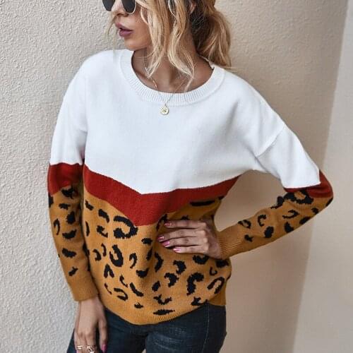2020 Harajuku Long Sleeve Shirt Women Leopard Print O-neck Autumn Women Tops Korean Fashion Clothing Y0383A