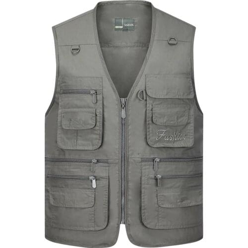 Summer Quick Dry Thin Vest Male With Many Pockets Casual Classic Multi Pocket Military Green Photographer Baggy Work Waistcoat