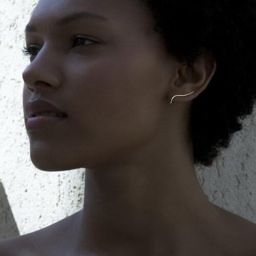 1pair 100% Authentic 925 Sterling silver White/Gold Piercing earrings FINE jEWELRY Ear Cuff Charm Handmade Israel Design CE47