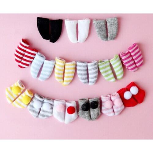 1 Pair Ob11 Stripe Socks for Obitsu11 1/12 BJD Dolls Pure Colors for Dolls Accessories
