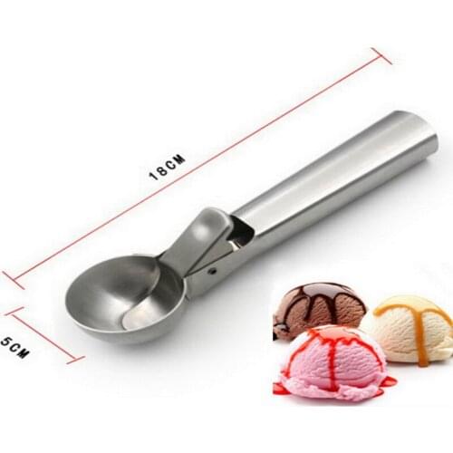 1pcs Stainless Steel Ice Cream Scoop Easy Trigger Frozen Yogurt Cookie Dough Meat Balls Rice Dishes Vegetable Purees Elastic